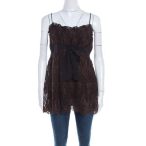 luxury-women-escada-used-clothes-p201085-006-1 escada brown floral cotton lace babydoll top l