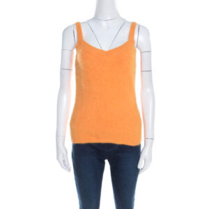 luxury-women-escada-used-clothes-p201156-005-1 escada yellow angora rib knit silk lined fuzzy tank top m