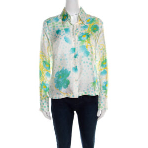 luxury-women-escada-used-clothes-p201378-004 escada cream floral print silk button front shirt m