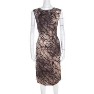 luxury-women-escada-used-clothes-p201493-005-1 escada grey mosaic print textured silk wool sheath dress l