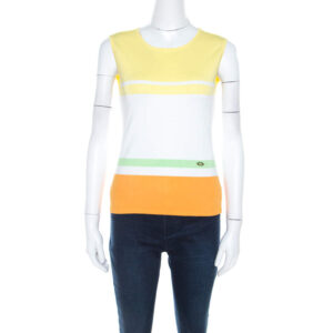 escada multi colour striped knit sleeveless top m
