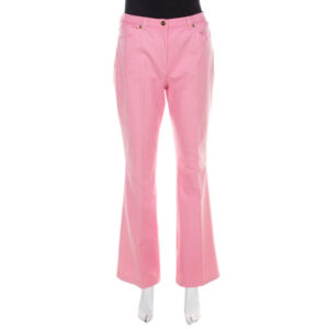luxury-women-escada-used-clothes-p207786-001 escada pink cotton denim high waist flared jeans m