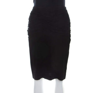 luxury-women-escada-used-clothes-p209370-001 escada black stretch jersey waist drape detail skirt m