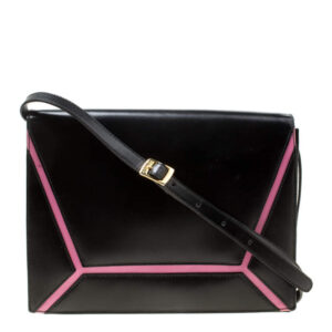 escada black/pink leather shoulder bag