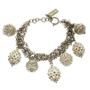etro textured charm silver tone chain link bracelet