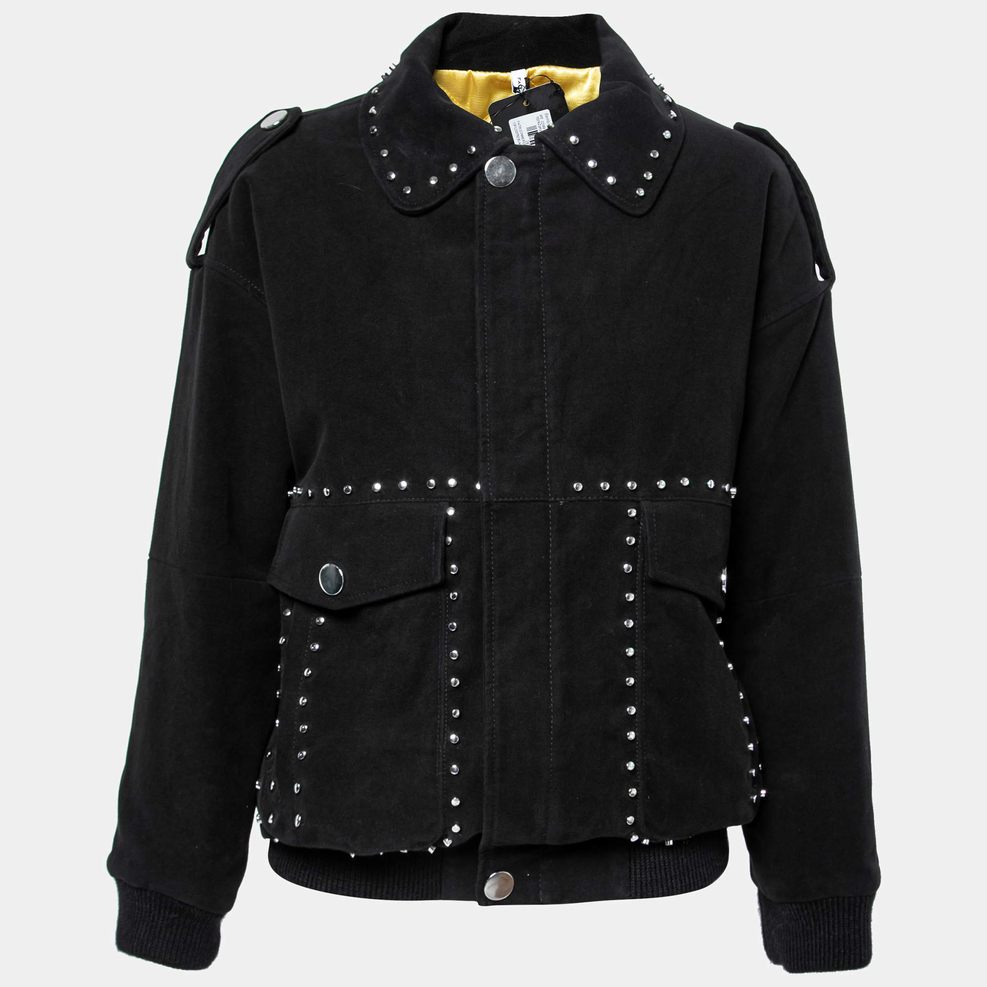 faith connexion black suede studded oversized bomber jacket m