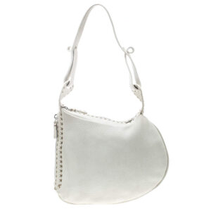 fendi ivory selleria leather small oyster hobo