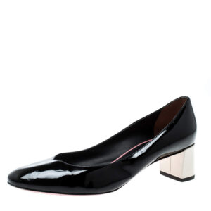 luxury-women-fendi-used-shoes-p162706-006 fendi black patent leather eloise round toe pumps size 36