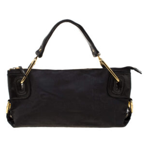 gianfranco ferre black nylon and leather buckle shoulder bag