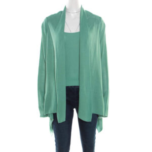 luxury-women-giorgio-armani-used-clothes-p186470-005 giorgio armani mint green knit open front cardigan and top set s