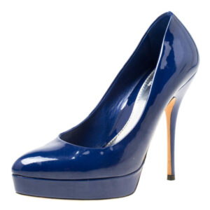 luxury-women-gucci-used-shoes-p174830-006 gucci blue patent leather platform pumps size 36.5