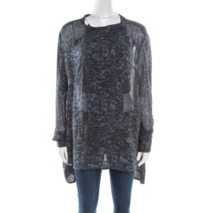 luxury-women-isabel-marant-used-clothes-p179615-004 isabel marant ash black abstract print sheer silk tunic top l