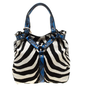luxury-women-jimmy-choo-used-handbags-p182490-001 jimmy choo multicolor zebra print calfhair and snakeskin trim odette shopper tote