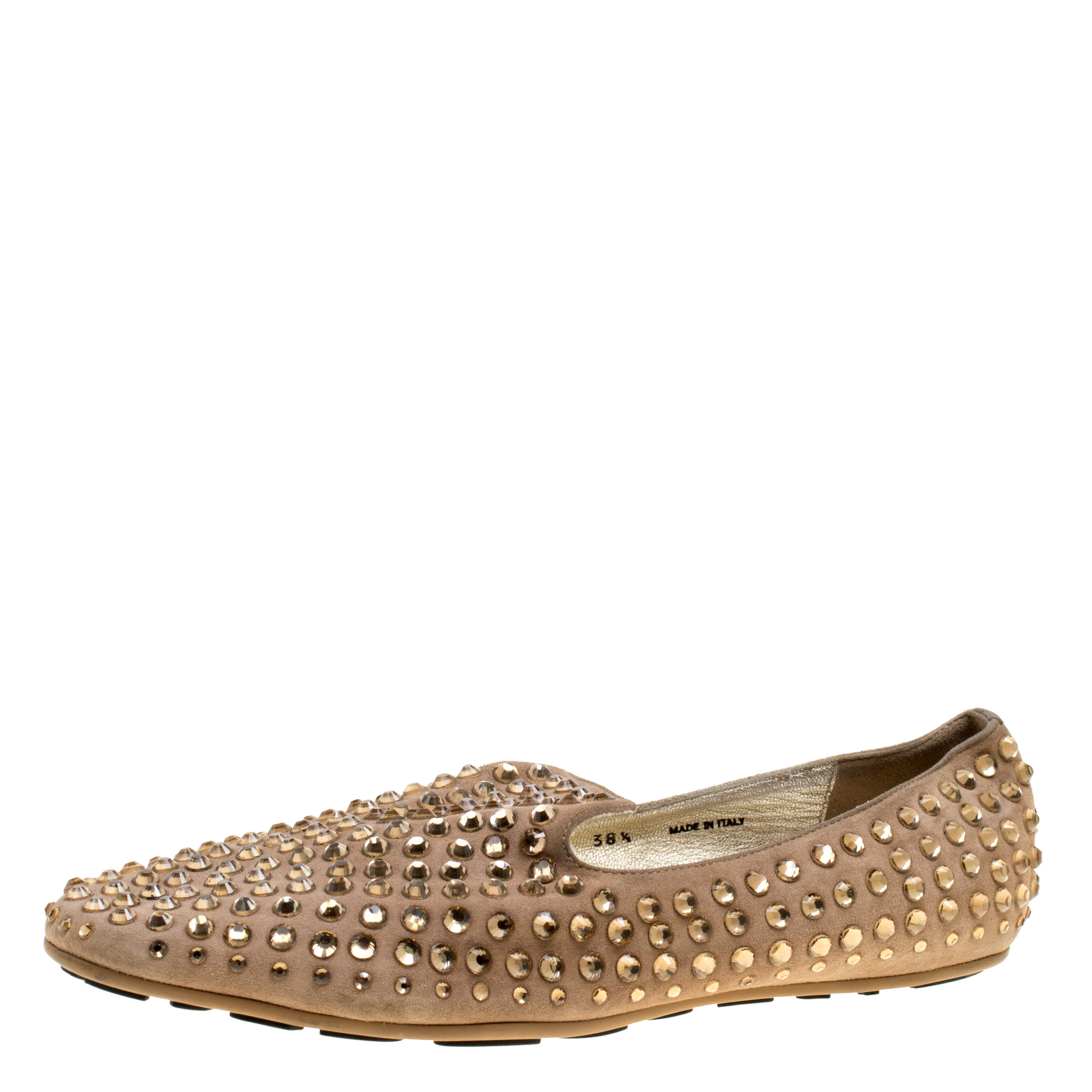 luxury-women-jimmy-choo-used-shoes-p162614-008 jimmy choo beige suede wheel crystal studded smoking slippers size 38.5