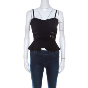 luxury-women-jonathan-simkhai-used-clothes-p212763-010 jonathan simkhai black crepe and bonded lace peplum cropped top m
