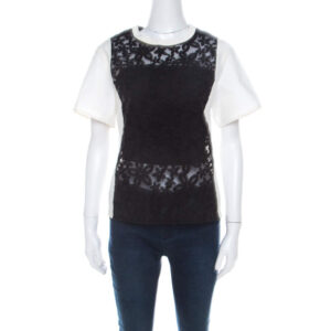 luxury-women-joseph-used-clothes-p211463-008 joseph black and white leather floral lace detail jill broderie anglaise top m