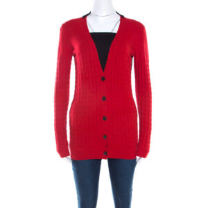 luxury-women-just-cavalli-used-clothes-p198884-007 just cavalli bicolor textured knit wool button front cardigan xs