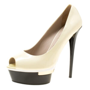 luxury-women-le-silla-new-shoes-p178113-006 le silla cream patent leather peep toe platform pumps size 39