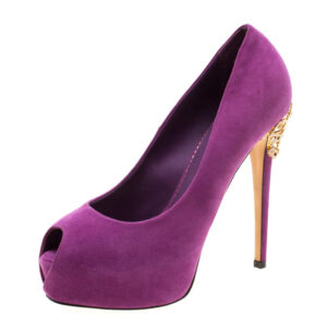 luxury-women-le-silla-used-shoes-p208063-003 enio silla for le silla purple suede open toe crystal embellished heel platform pumps size 37