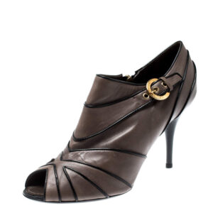luxury-women-louis-vuitton-used-shoes-p207896-003 louis vuitton grey leather marlene peep toe ankle booties size 38.5