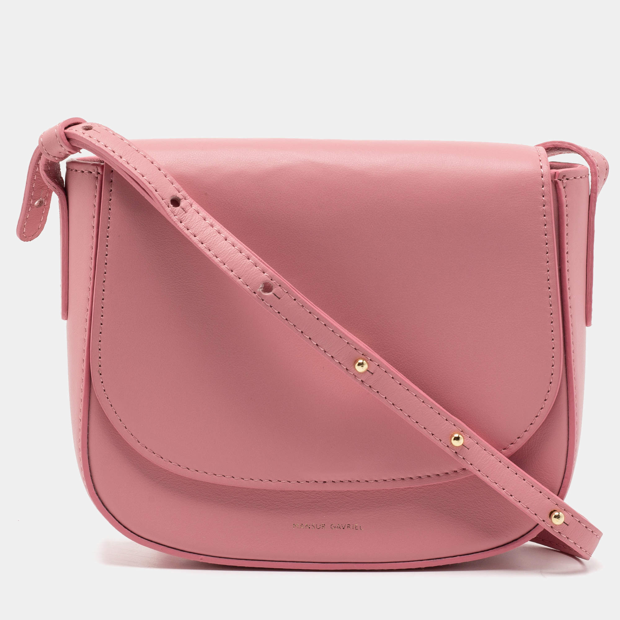 mansur gavriel light pink leather mini crossbody bag