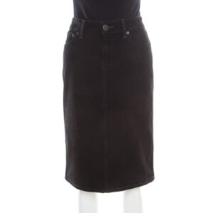 marc by marc jacobs black washed denim slit detail skirt m
