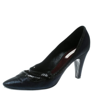 luxury-women-marc-jacobs-used-shoes-p178753-003 marc jacobs blue fabric with python leather trim pumps size 40