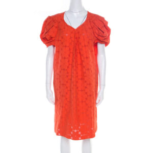 luxury-women-marni-used-clothes-p182195-006 marni tangerine floral cotton lace shift dress s