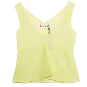 luxury-women-marni-used-clothes-p204086-010 marni cream and lime green embroidered cotton sleeveless peplum crop top s
