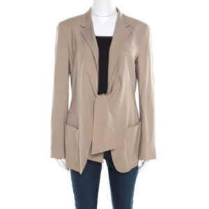 luxury-women-max-mara-used-clothes-p182115-005 max mara beige wool and silk front tie detail blazer l