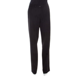 michael kors black wool straight fit tailored trousers m