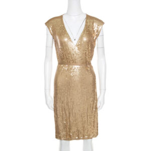michael michael kors gold sequined wrap dress s