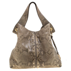 michael michael kors olive green python embossed leather astor hobo