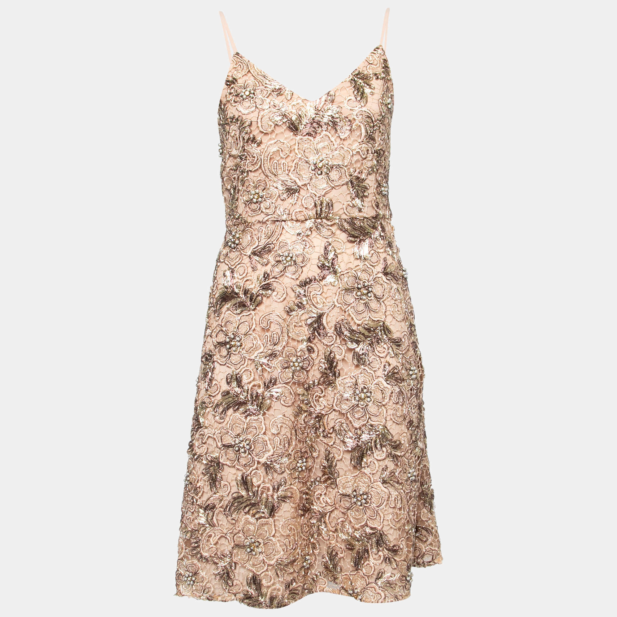 luxury-women-mikael-aghal-used-clothes-p212567-016 mikael aghal gold embellished lace cocktail dress s