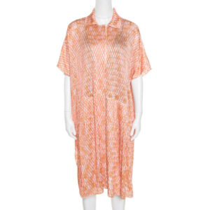 missoni multicolor patterned jacquard knit button front kaftan m
