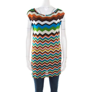luxury-women-missoni-used-clothes-p177490-005 missoni mare multicolor chevron pattern knit sleeveless tunic s