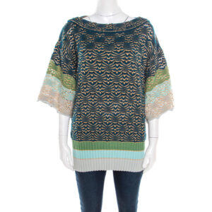 luxury-women-missoni-used-clothes-p193880-001 missoni multicolor chunky perforated knit boat neck sweater m