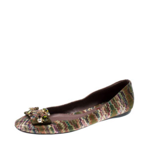 missoni multicolor knit fabric embellished ballet flats size 37