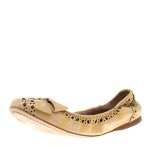 luxury-women-miu-miu-used-shoes-p186845-007 miu miu beige brogue leather scrunch bow ballet flats size 37.5