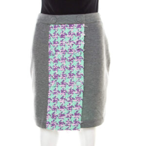 boutique moschino grey jersey tweed panel detail skirt s