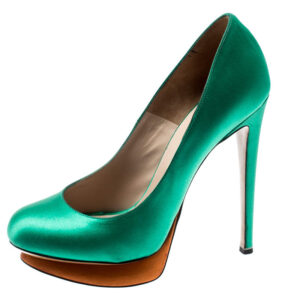 luxury-women-nicholaskirkwood-used-shoes-p198721-006 nicholas kirkwood green satin platform pumps size 36.5
