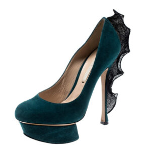 luxury-women-nicholaskirkwood-used-shoes-p209566-003 nicholas kirkwood blue suede ruffle trimmed platform pumps size 36.5