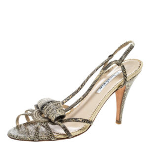oscar de la renta beige snakeskin strappy sandals size 38