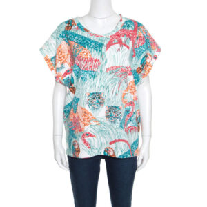 paul & joe multicolor jungle printed cotton dolman sleeve top xl