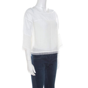 luxury-women-paul-and-joe-used-clothes-p171028-004 paul and joe white cotton mesh panel detail cropped top s