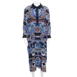 peter pilotto silk digital abstract printed kaftan maxi dress ( one size )