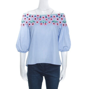 luxury-women-peter-pilotto-used-clothes-p163336-005 peter pilotto pallas sky blue guipure lace trim off shoulder top s