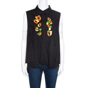 luxury-women-peter-pilotto-used-clothes-p165839-003 peter pilotto black embroidered embellished cotton sleeveless blouse l