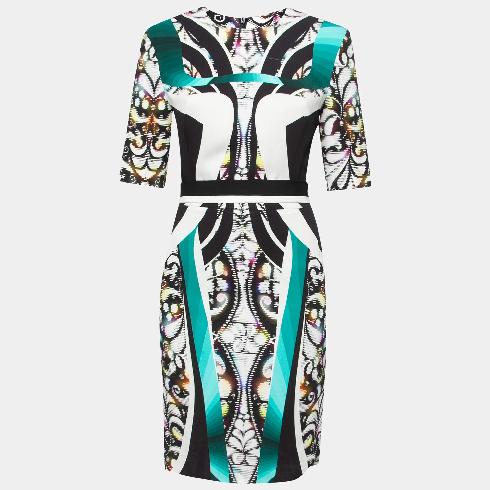 luxury-women-peter-pilotto-used-clothes-p201715-007 peter pilotto multicolor digital print belted sheath dress m