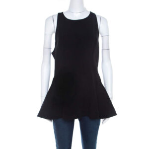 luxury-women-prabal-gurung-used-clothes-p207100-001 prabal gurung black wool peplum sleeveless blouse l